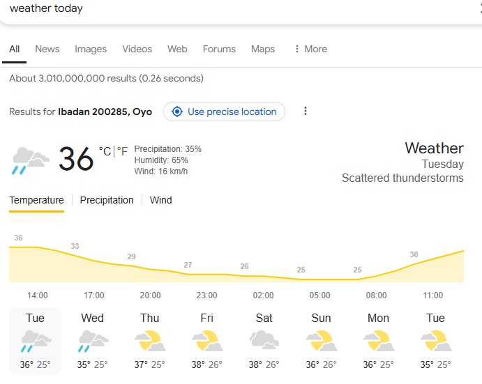 search result for weather query 